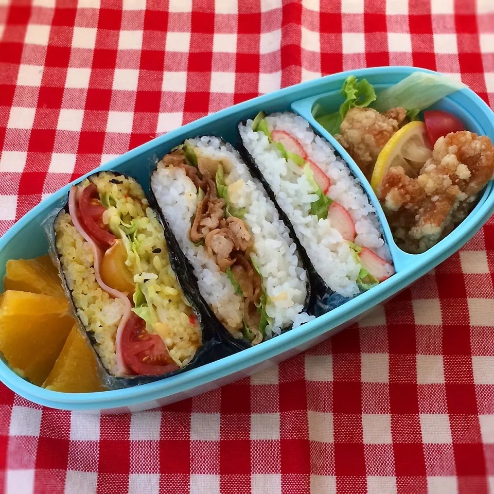 Snapdishの料理写真:今日のお弁当(おにぎらず)|demekinさん