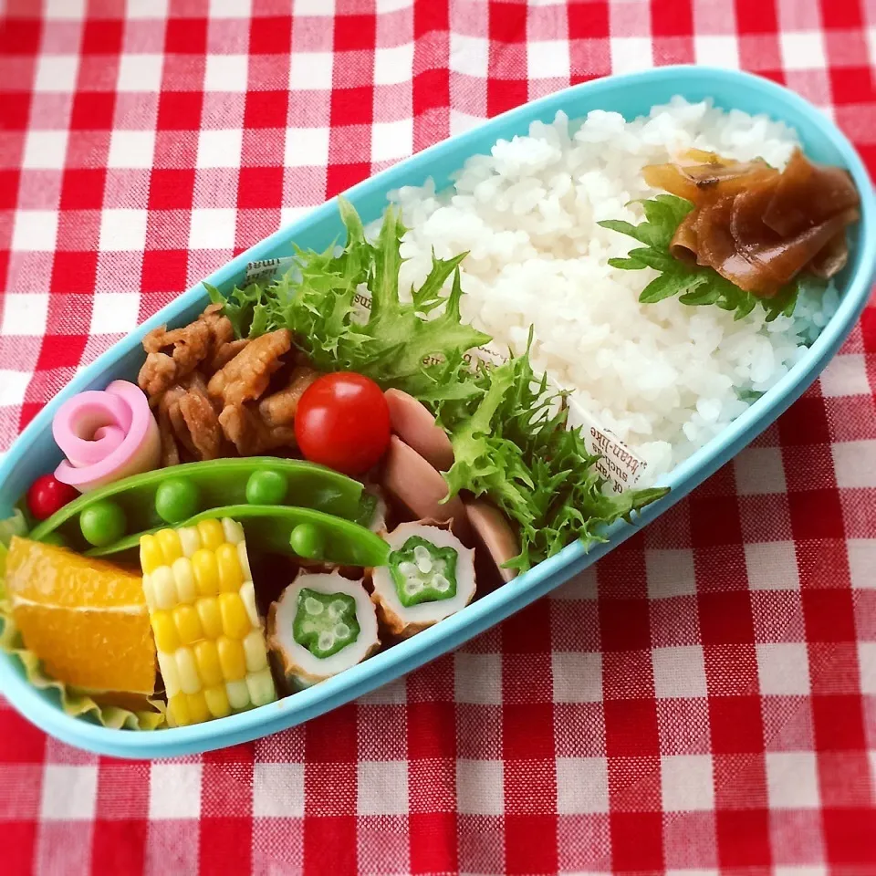 Snapdishの料理写真:今日のお弁当(豚肉のピリ辛炒め)|demekinさん