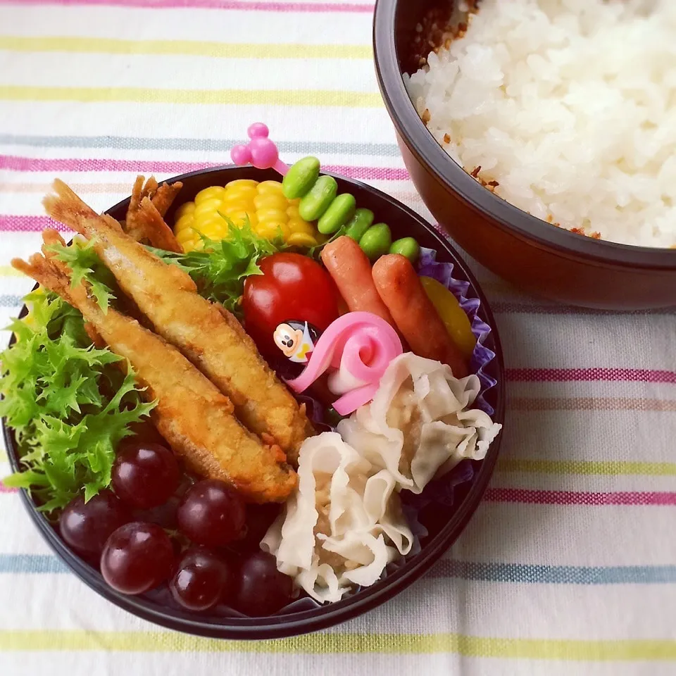 今日のお弁当(チカの唐揚げカレー風味)|demekinさん