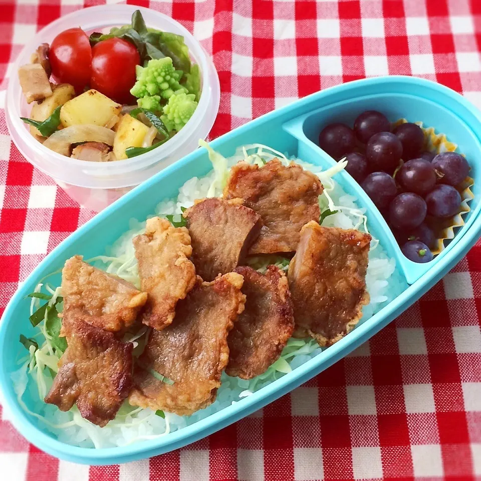 Snapdishの料理写真:今日のお弁当(ジンギスカンザンギ丼)|demekinさん