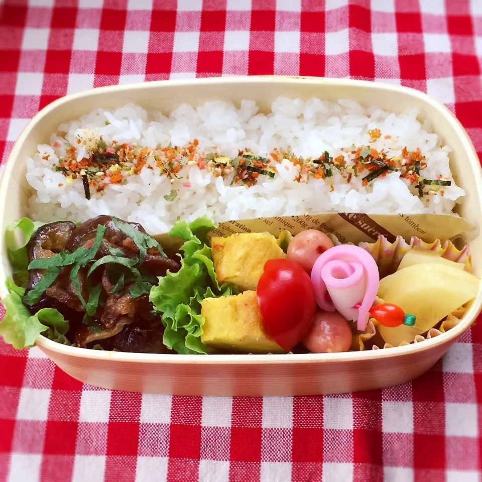 今日のお弁当(豚肉と茄子の甘辛味噌炒め)|demekinさん