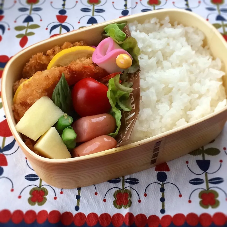 今日のお弁当(とんかつ、エビフライ)|demekinさん