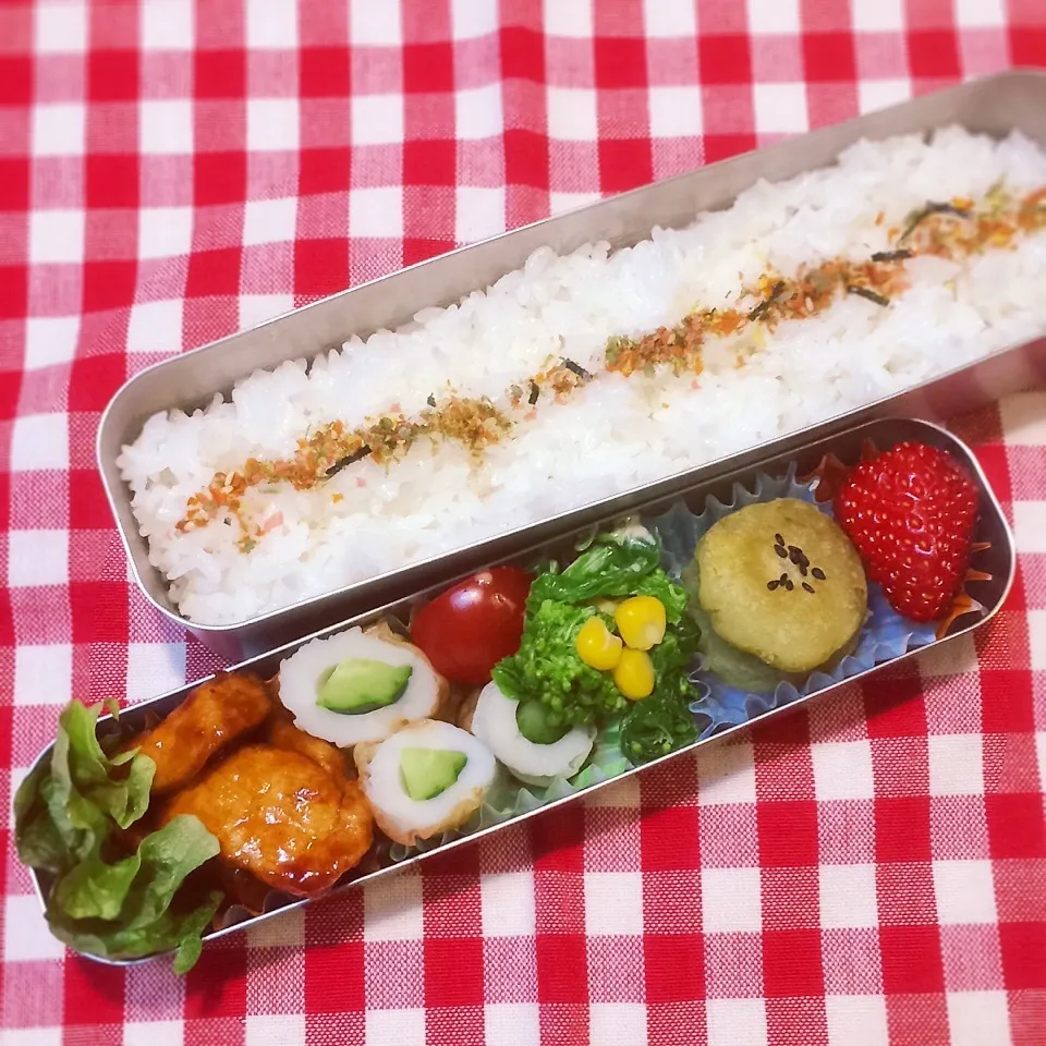 今日のお弁当(鶏肉の甘辛炒め)|demekinさん