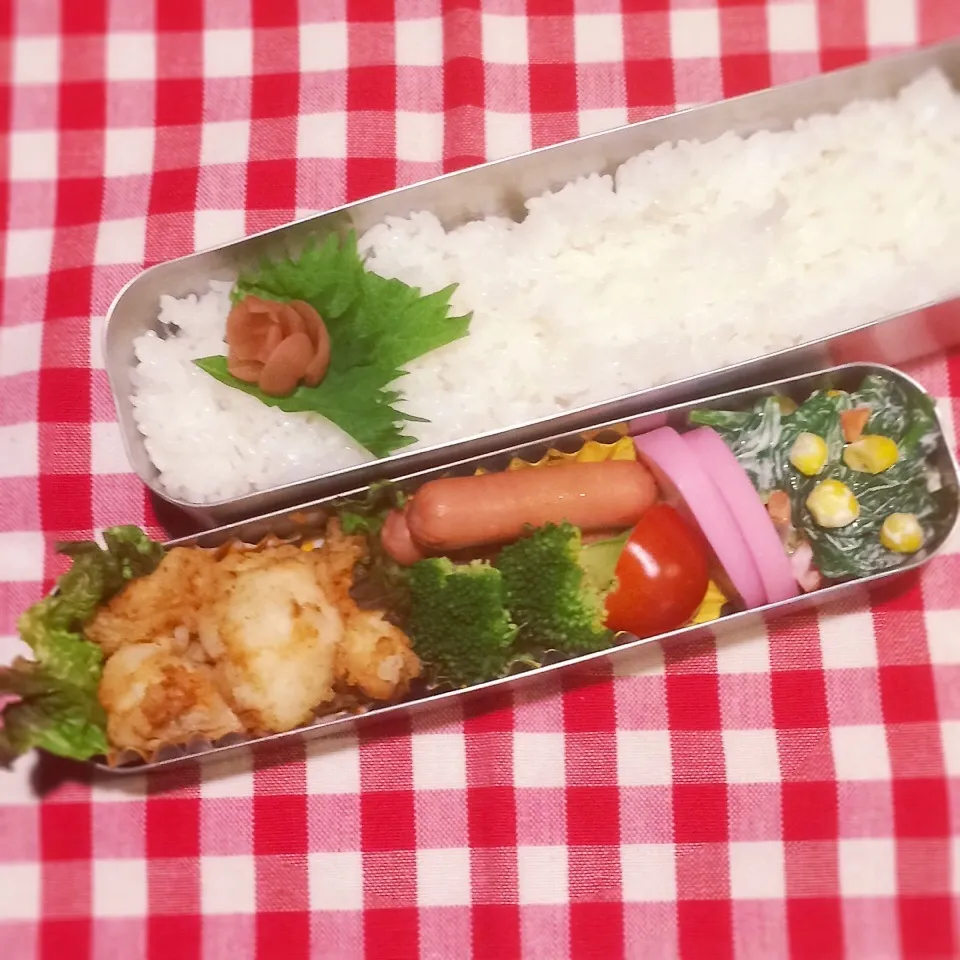 Snapdishの料理写真:今日のお弁当(塩レモン鷄の唐揚げ)|demekinさん