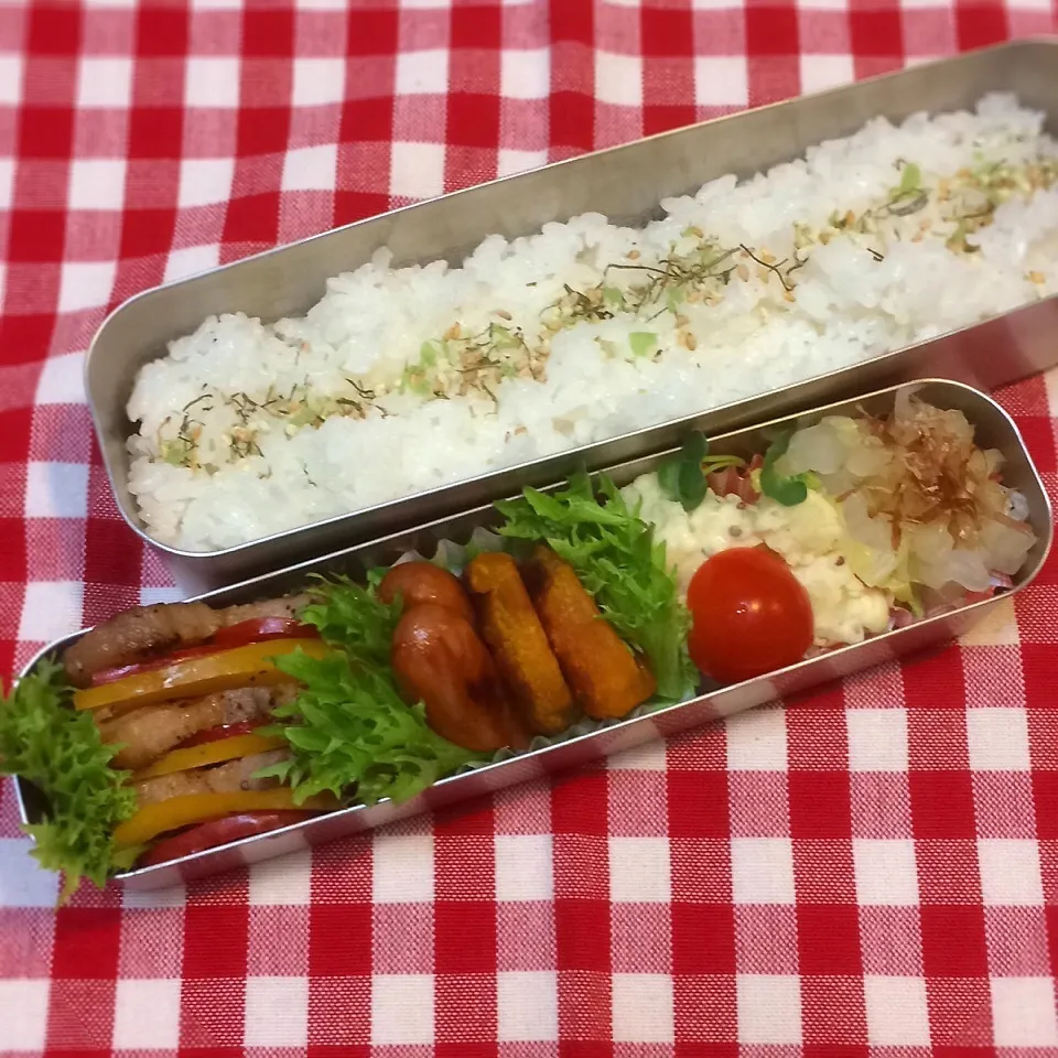 今日のお弁当(塩麹豚とパプリカのソテー)|demekinさん