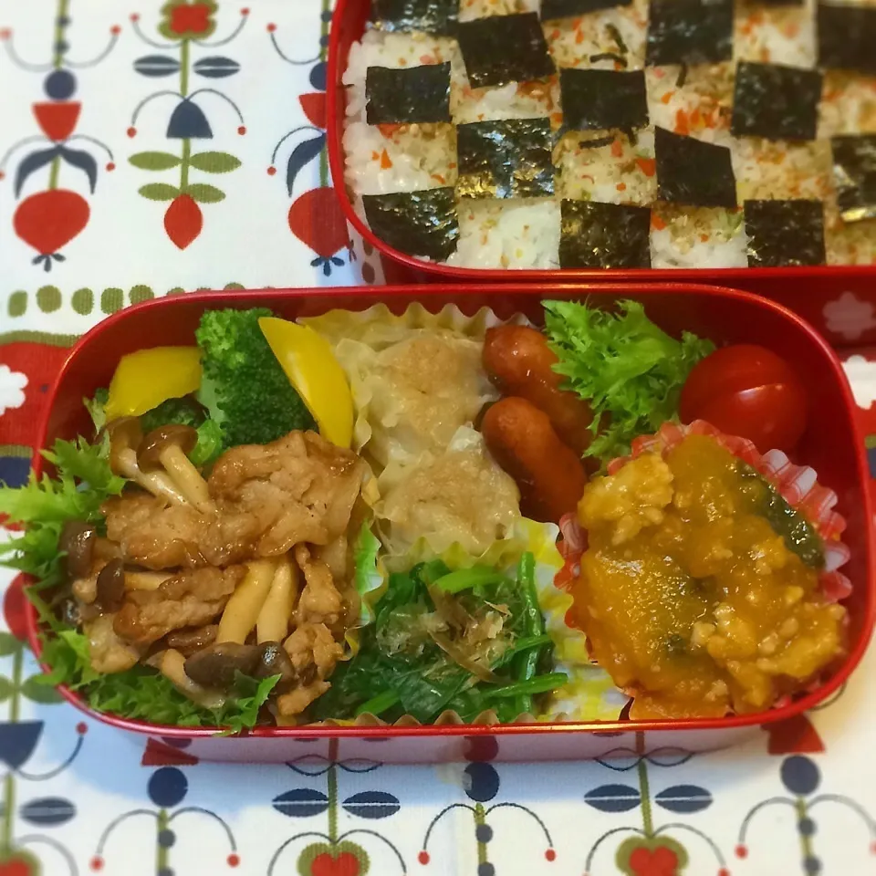 Snapdishの料理写真:今日のお弁当(豚肉の甘辛炒め)|demekinさん