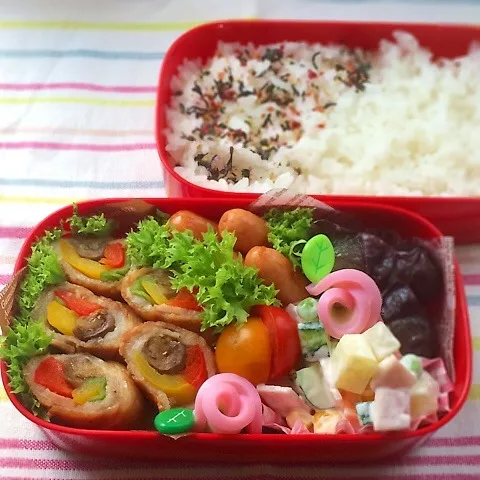 Snapdishの料理写真:今日のお弁当(夏野菜の肉巻き)|demekinさん