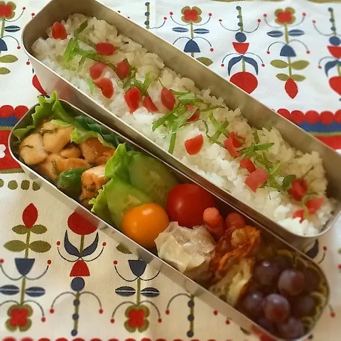 今日のお弁当(鶏肉の大葉味噌炒め)|demekinさん