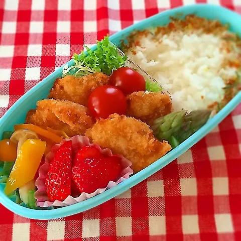 Snapdishの料理写真:今日のお弁当(ヒレカツ)|demekinさん