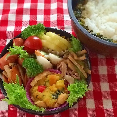 今日のお弁当(豆腐のキッシュ風 油揚げのカップで)|demekinさん