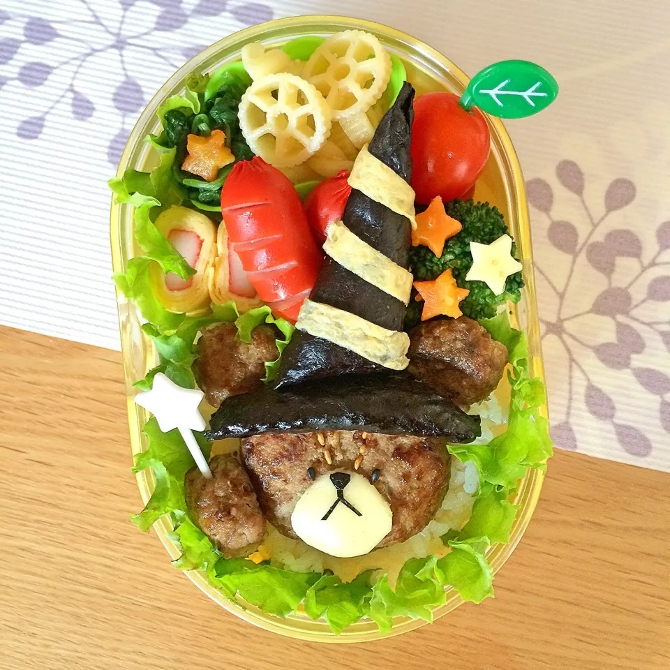 Snapdishの料理写真:ハロウィンジャッキー♡ハンバーグ弁当|kiyo_taroさん