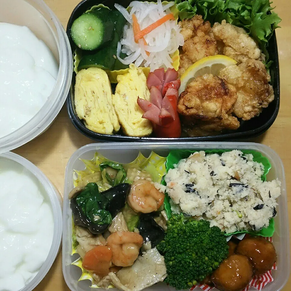 Snapdishの料理写真:旦那さんの2食のお弁当‼4/12|katsunさん