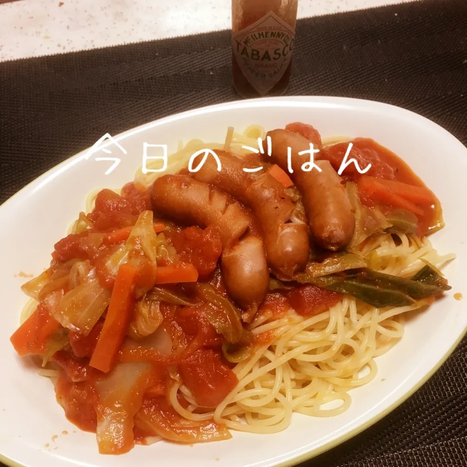 キャベツのトマト煮パスタ🍝|えんどうくんさん