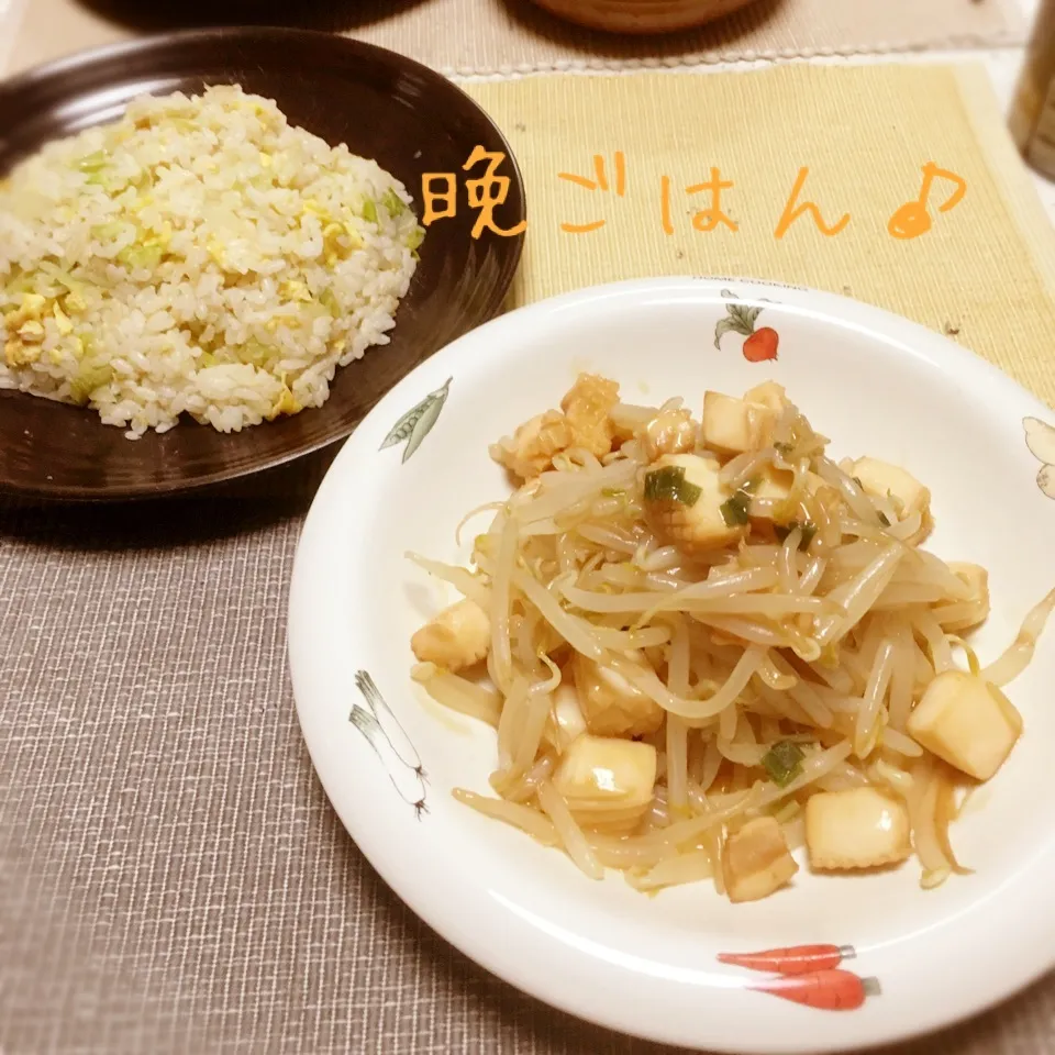 Snapdishの料理写真:イカのネギ醤油焼き&レタス炒飯|えんどうくんさん