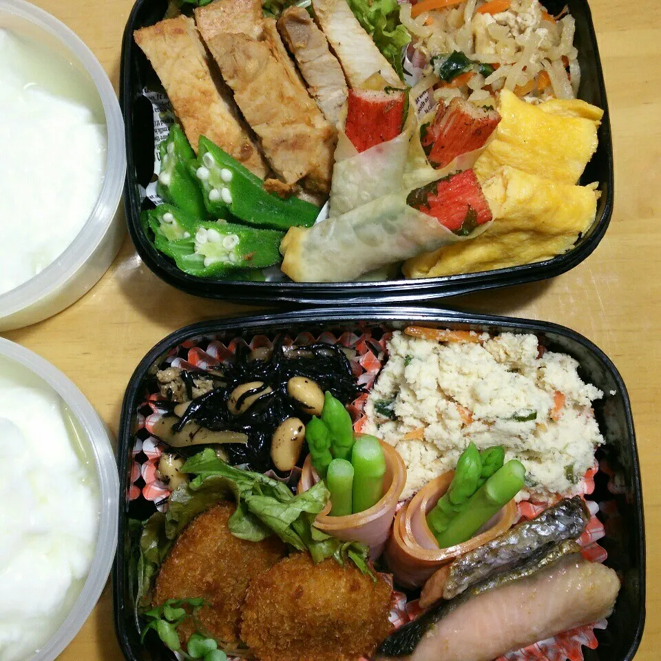 Snapdishの料理写真:旦那さんの2食のお弁当‼|katsunさん