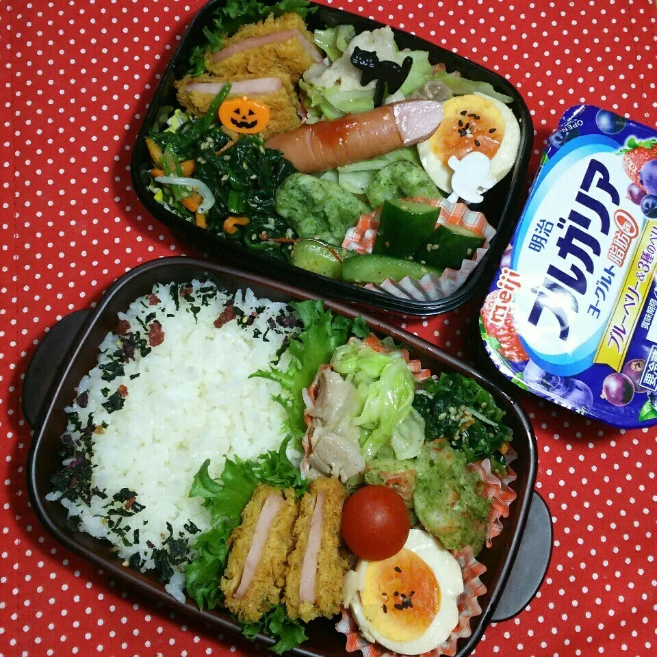 Snapdishの料理写真:旦那さんの日勤弁当&中2ムスコ弁当‼|katsunさん