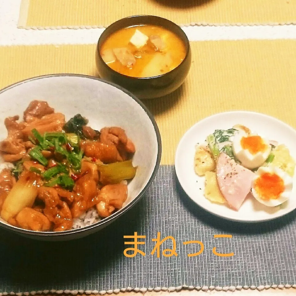 ポテマヨサラダ&焼き鳥丼♪まねっこでーす♪|えんどうくんさん