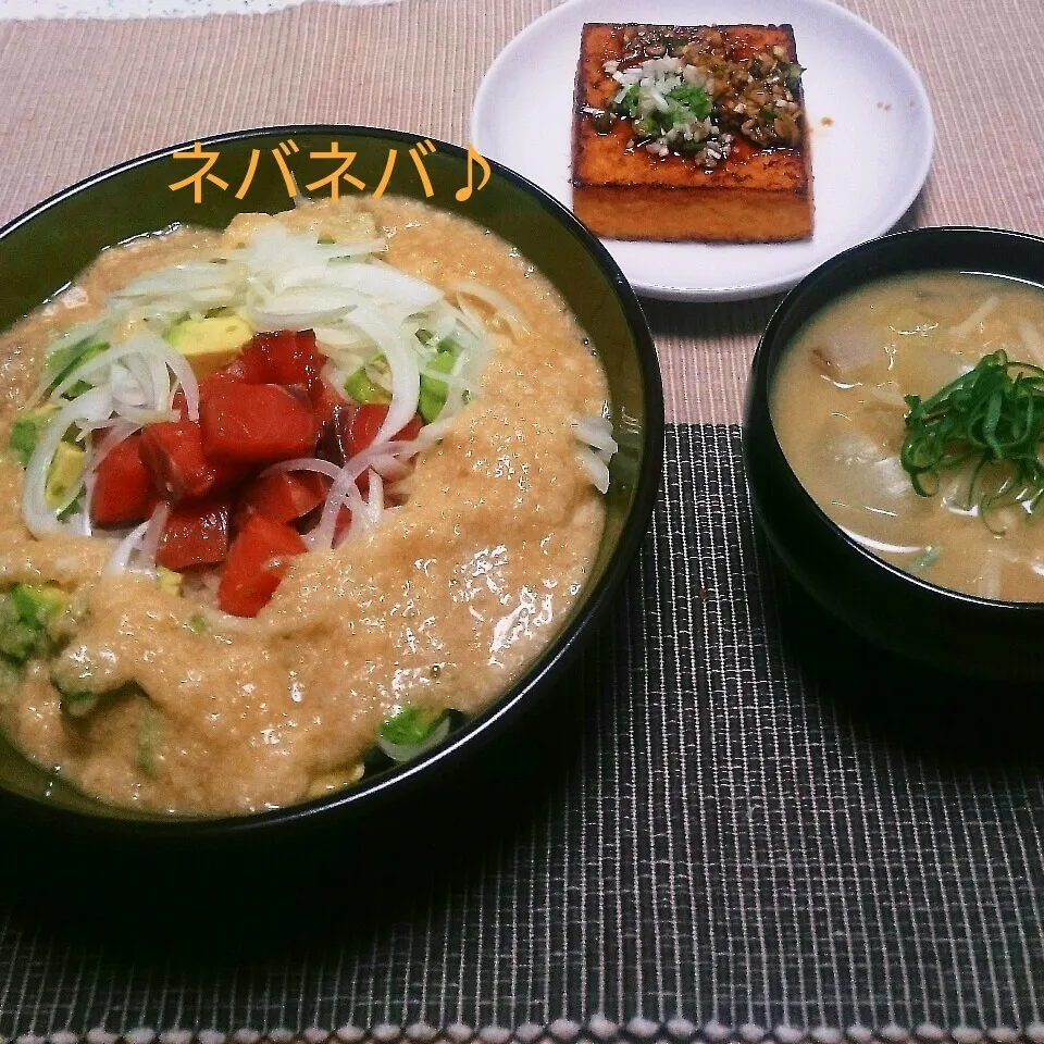 Snapdishの料理写真:ネバネバサーモン丼|えんどうくんさん