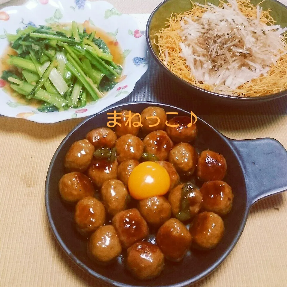 Snapdishの料理写真:◎肉だんご万能ポン照り◎まねっこだよ♪|えんどうくんさん