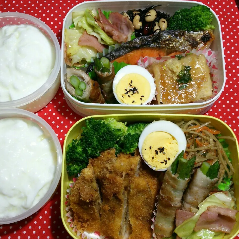 Snapdishの料理写真:旦那さんの昼、夜2食のお弁当3/21|katsunさん