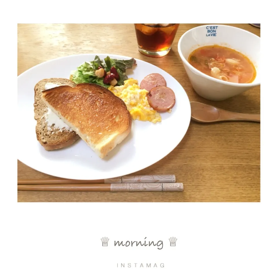 Snapdishの料理写真:本日の朝ごぱん。|aki_puさん