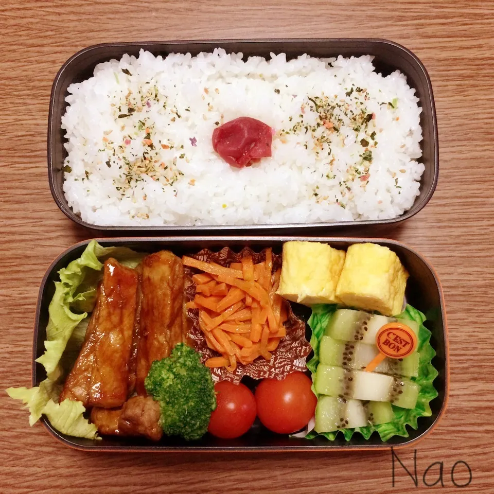 Snapdishの料理写真:高1メンズ弁当♡Mizukiさんのトンテキ|Naoさん