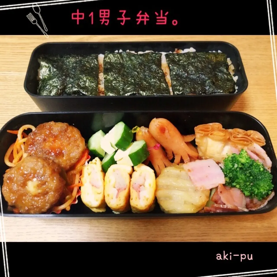 Snapdishの料理写真:中学生の男子弁当。|aki_puさん