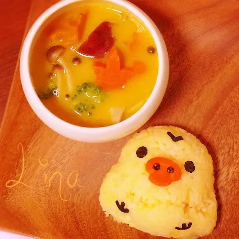 Snapdishの料理写真:♡秋色かぼちゃシチューwithキイロイトリ♡|event_cookingさん