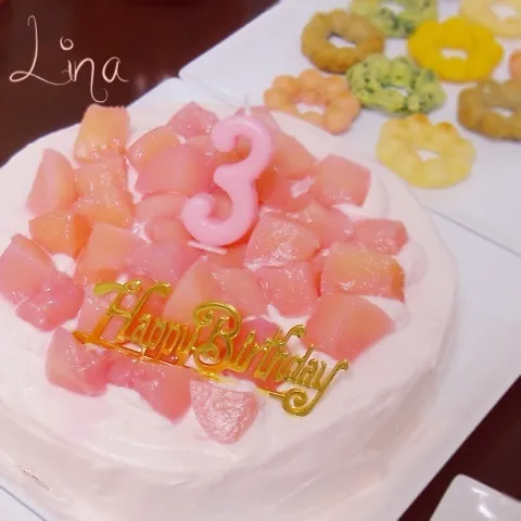 ♡K*s Birthday2013♡桃のバースデーケーキ♡|event_cookingさん