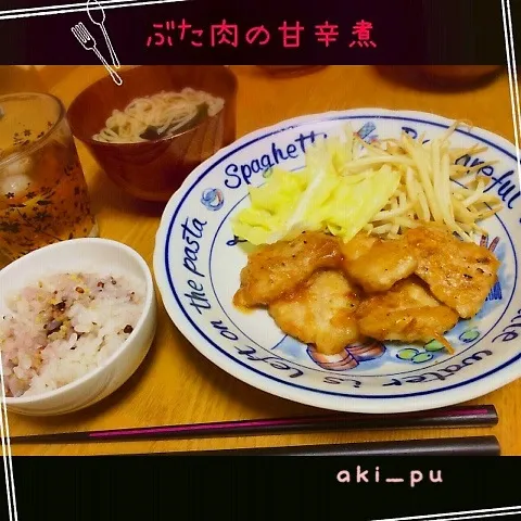 Snapdishの料理写真:ぶた肉の甘辛煮|aki_puさん