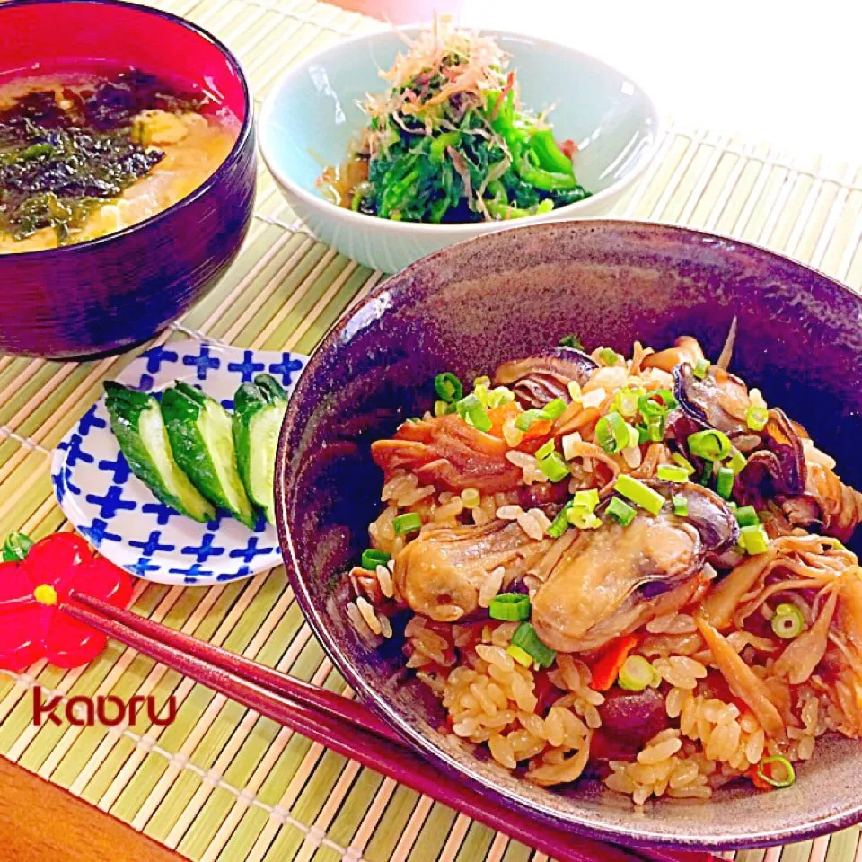 オイル漬け牡蠣と舞茸の炊き込みご飯ランチ♪|かおちゃんさん