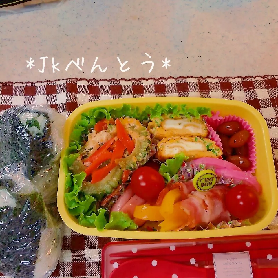 Snapdishの料理写真:本日のお弁当＊ｺﾞｰﾔﾁｬﾝﾌﾟﾙ(^^)|miho**さん