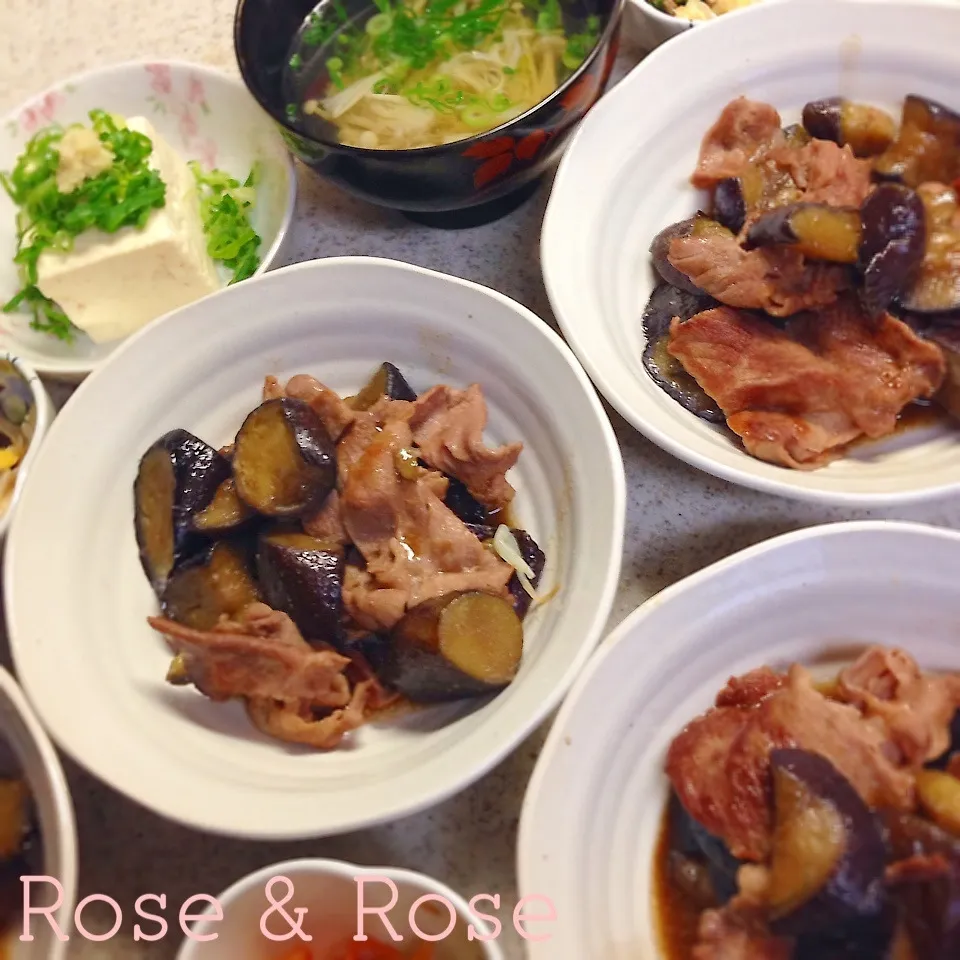 ナスと豚肩ロースの生姜焼きです！(≡^∇^≡)定番料理です！|ROSE & ROSEさん