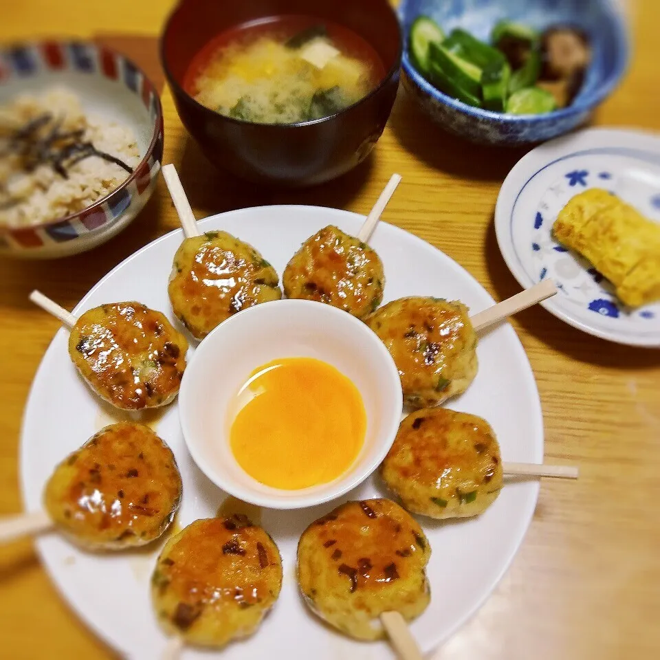 Snapdishの料理写真:月見つくね|Yuki Yoshidaさん