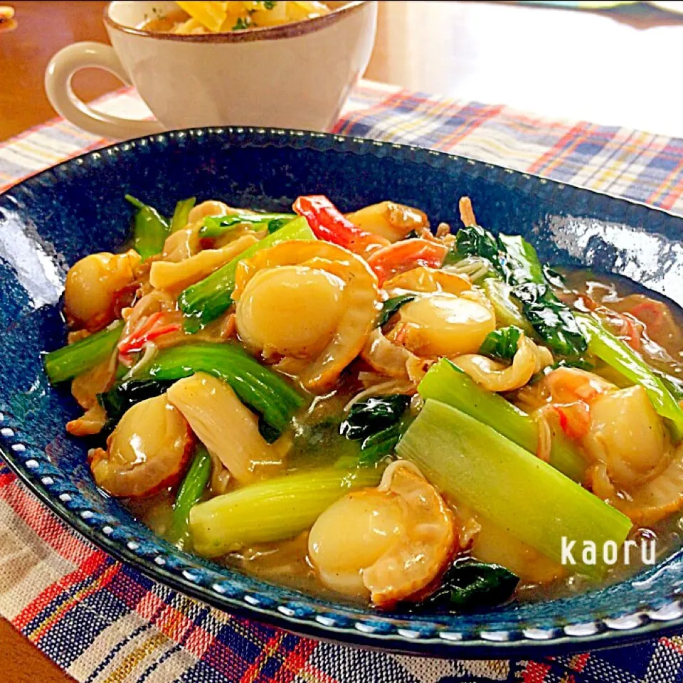 ベビホと小松菜の餡掛けご飯ランチ♪|かおちゃんさん