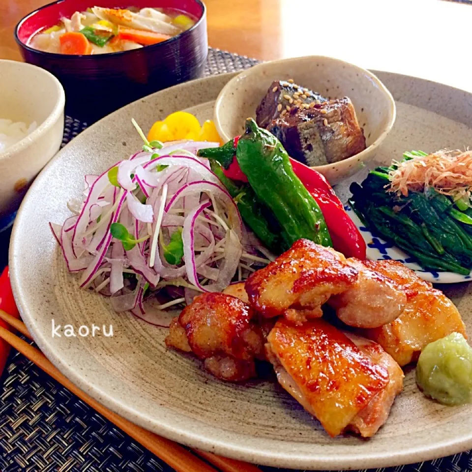 やみつきチキンと豚汁ランチ♪|かおちゃんさん