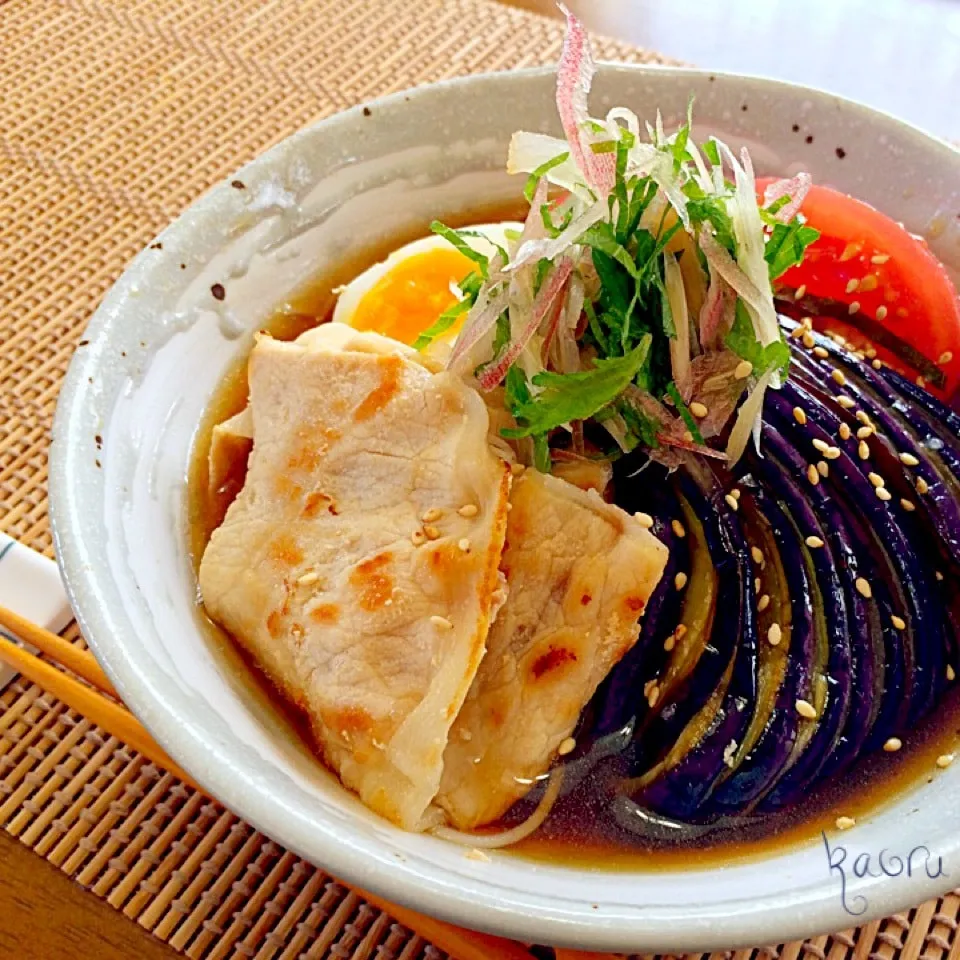 焼き茄子豚しゃぶ冷そうめん♪|かおちゃんさん