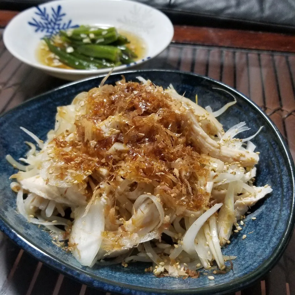 先日の夜ご飯🙋✨玉ねぎもやしと鶏胸のポン酢和え|dai.noriさん