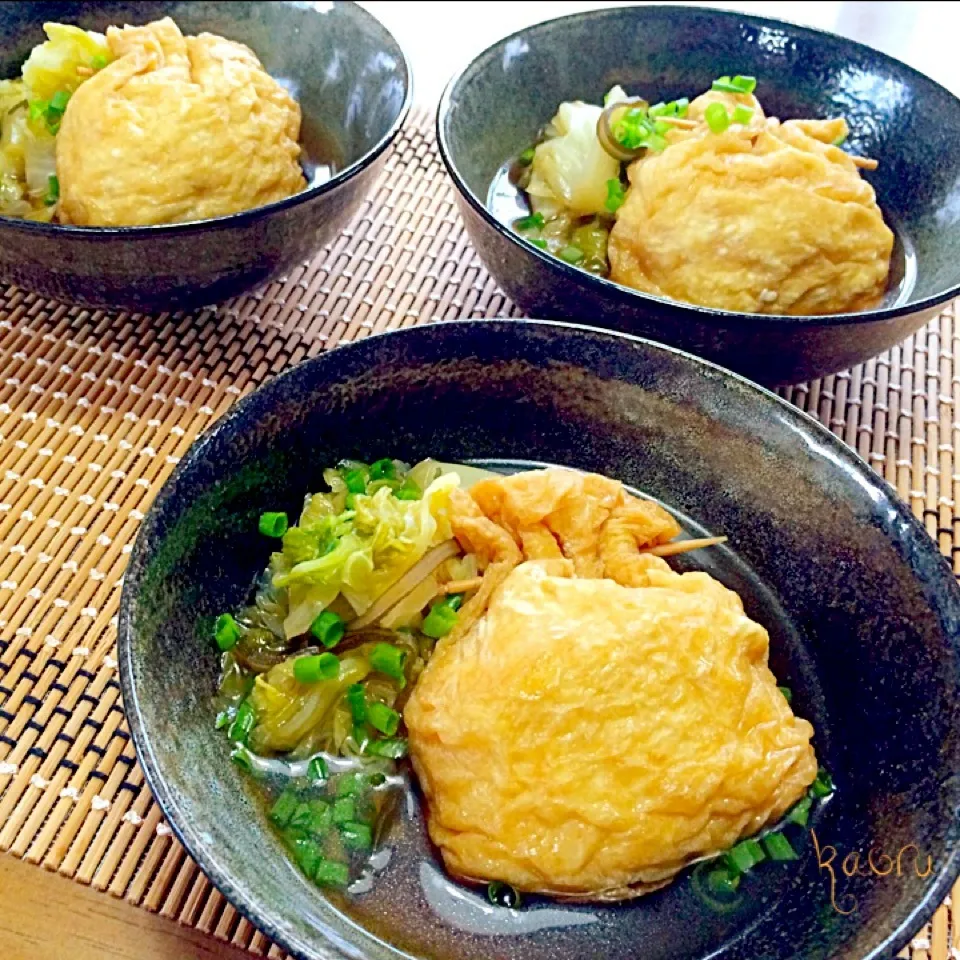 簡単おかず♡巾着卵とキャベツの煮物♪|かおちゃんさん