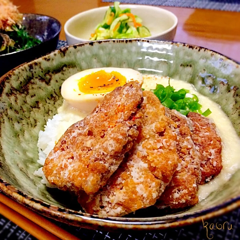 自家製焼豚の竜田揚げとろろ丼♪|かおちゃんさん