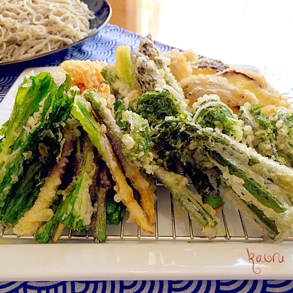 山菜天ぷらとごま蕎麦ランチ♪|かおちゃんさん