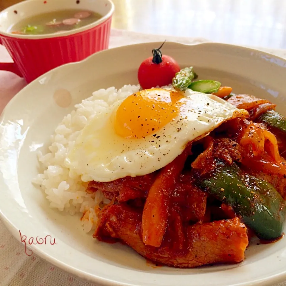 野菜もたっぷり♡ポークチャップ丼♪|かおちゃんさん