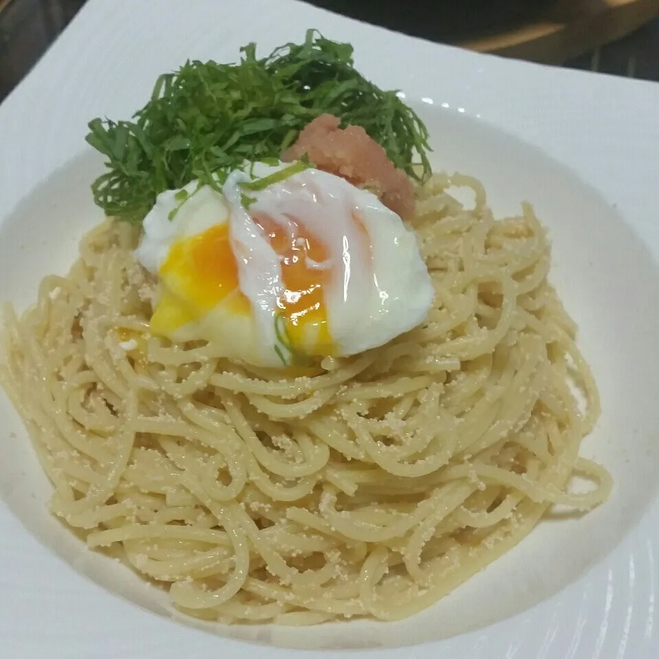 Snapdishの料理写真:ななちさんwithユッキーさん♪たらこパスタ♪☺|dai.noriさん