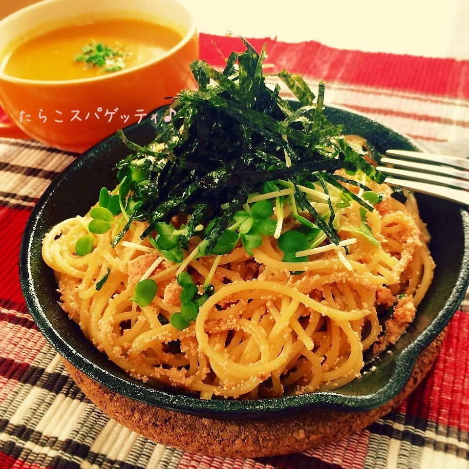 Snapdishの料理写真:簡単美味♡たらこスパゲッティ♪〜バター醤油味|かおちゃんさん