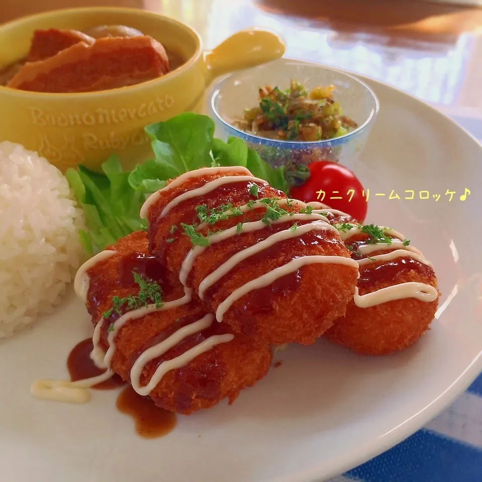 カニクリームコロッケランチ♪|かおちゃんさん