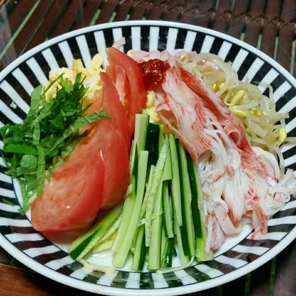 深夜飯は冷やし中華♪だけど豆乳こんにゃく麺でダイエット😃✌|dai.noriさん