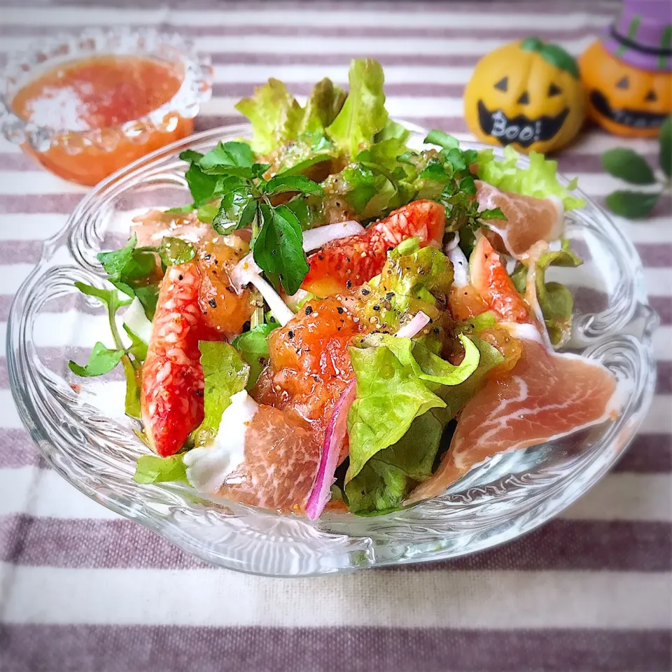 無花果と生ハムのサラダ🥗#イチジクソース|ばろんさん