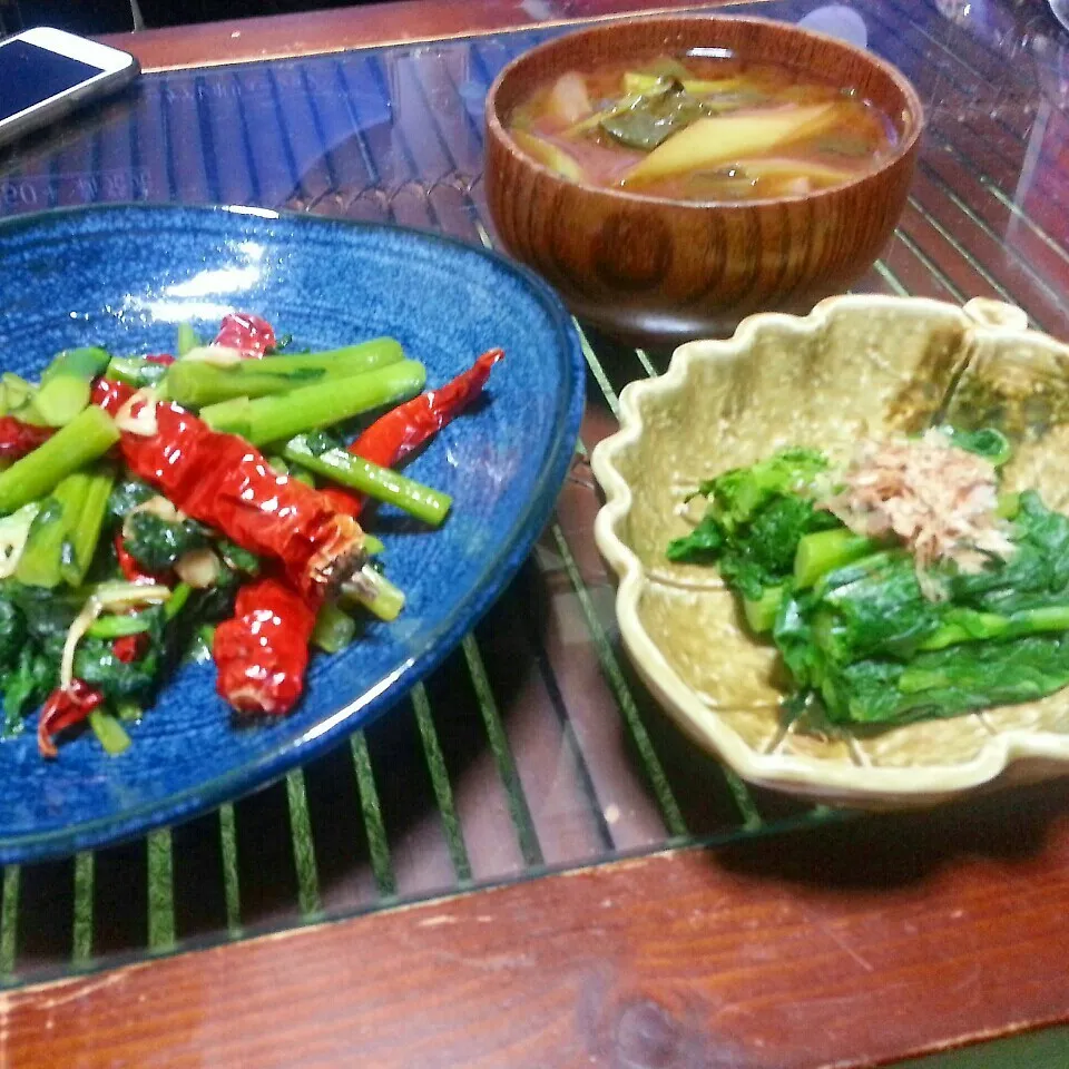 初食材♪群馬県沼田産かき菜3品料理が今日の晩御飯。(^.^)|dai.noriさん