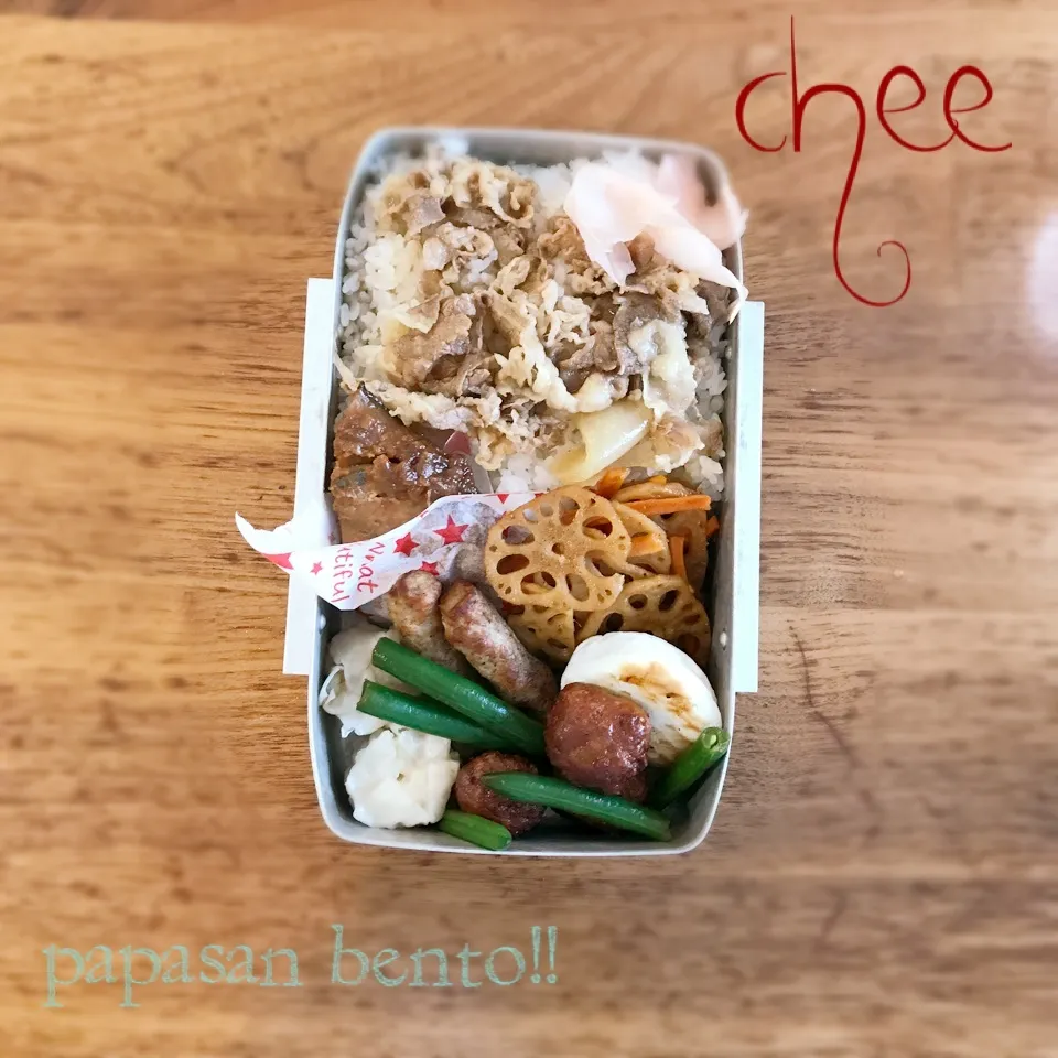 ぱぱさんべんとっ(*´꒳`*)〜サバの味噌煮&牛丼弁当〜|cheeeさん