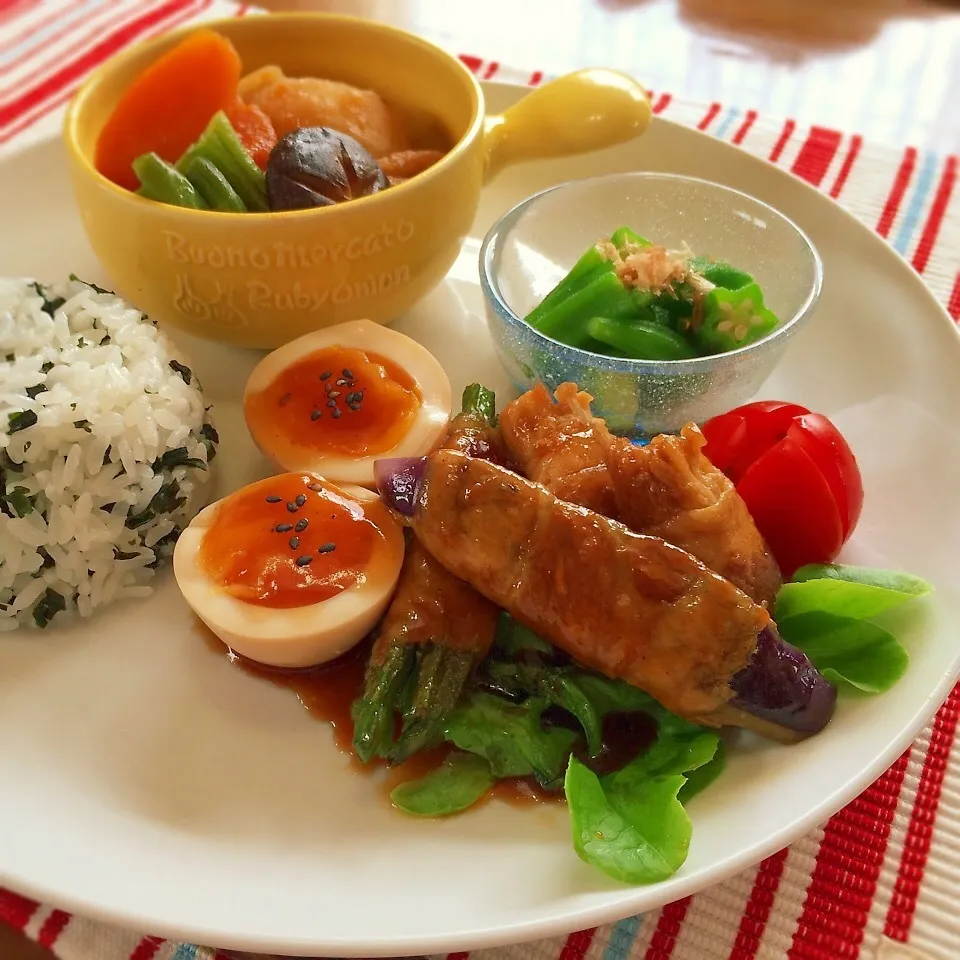 野菜の肉巻きランチ♪|かおちゃんさん